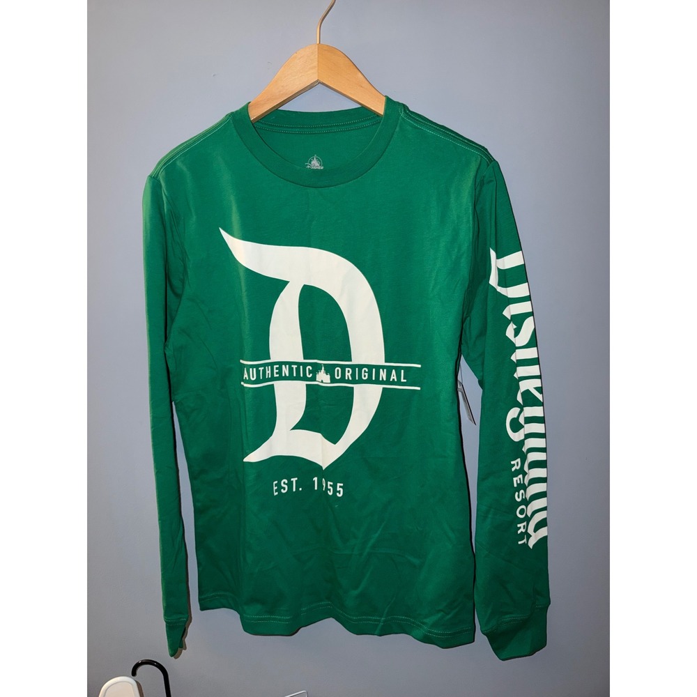 Disney Disneyland Resort Long Sleeve Shirt Green Authentic Original Est 1955 XS